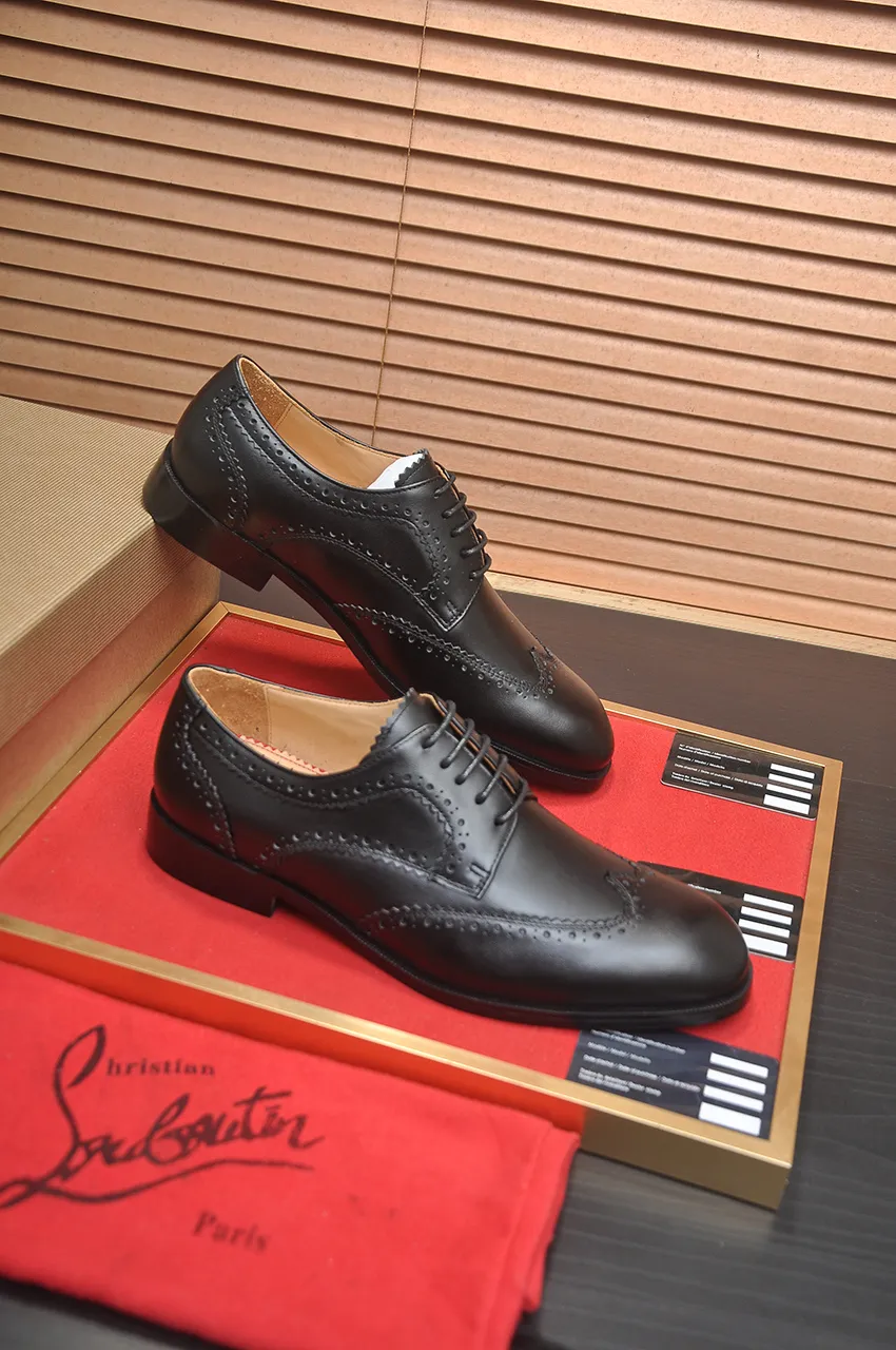 Men's shoes 💰620💶 [Chrstian Loubotin] Red-soled shoes 💋Original mold opening, the highest version on the market, purely handmade ➕Imported cowhide uppers, first-layer water-dyed cowhide lining! Original EU high-gloss outsole. 38 to 45 (45 customized)